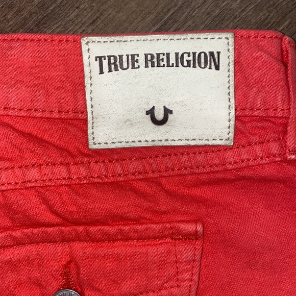 True Religion Shorts Womens 25 Bright Pink Low Rise Flap Pocket Y2K Logo USA - Picture 3 of 6